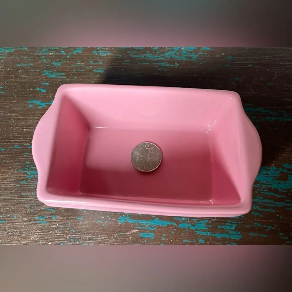 NEW! 5” Celebrate It Ceramic Mini Pink Loaf Pan NWT